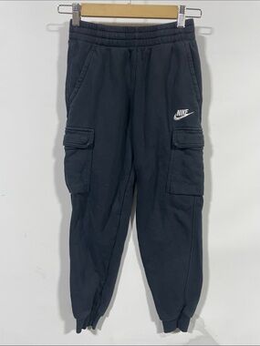 Nike Kids Black Cargo Sweatpants with White Logo